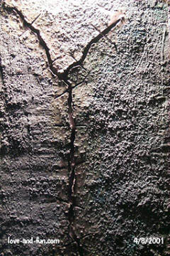 Struktur aus Beton und farbigem Epoxydharz mit Fliesenklammern.